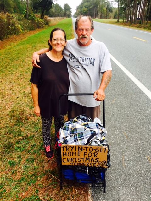 We have been homeless for a year and don’t have a car, so we are walking