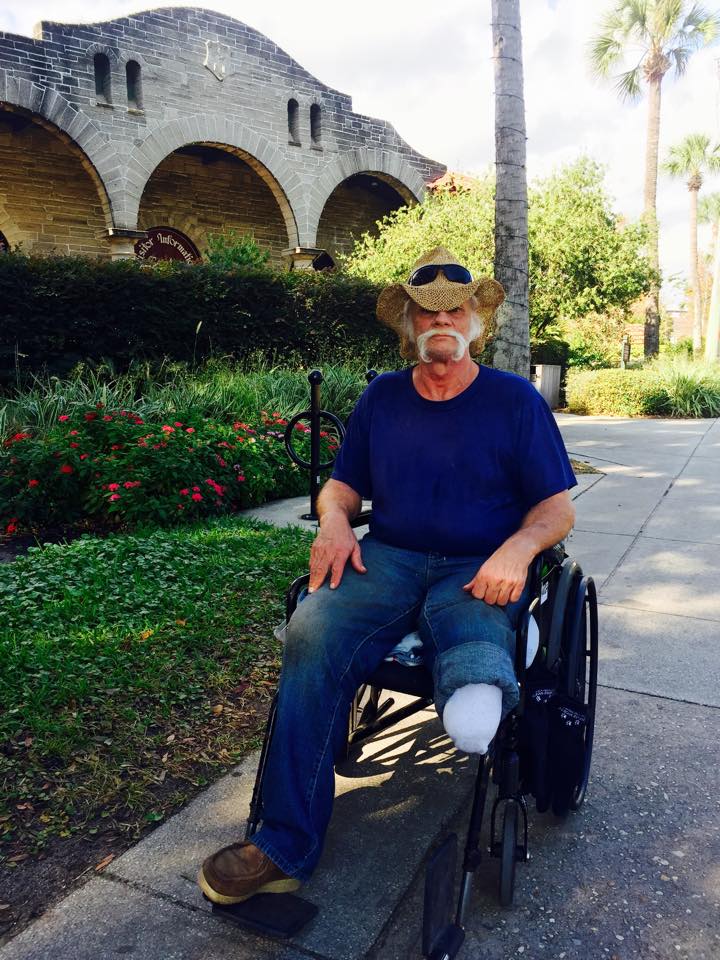 I lost my leg at work. Everything I own is on the back of my wheelchair.