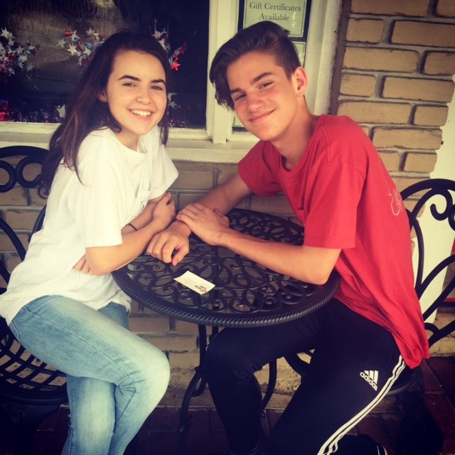 We are on a date. Neither one of us can drive so we hang out and do whatever is handed to us